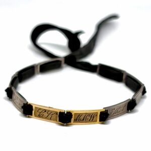 Antique Victorian Sterling & Gold Fill Hand Engraved Family Tree Link Bracelet